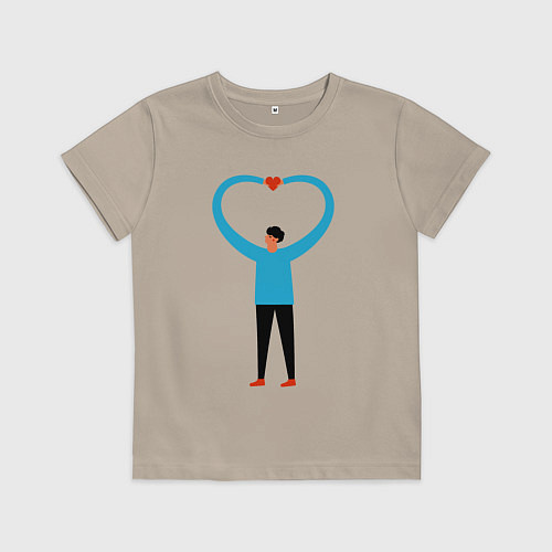 Детская футболка Сердечко в руках / Миндальный – фото 1