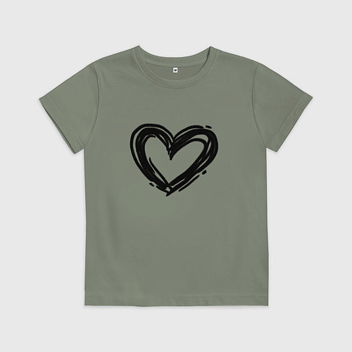 Детская футболка Черное сердце / Авокадо – фото 1