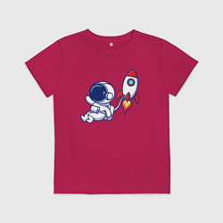 Футболка хлопковая детская В открытом космосе, цвет: маджента