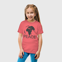 Футболка хлопковая детская Peace the world, цвет: коралловый — фото 2