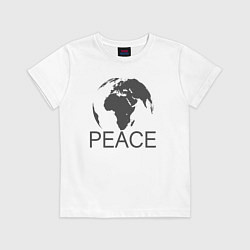 Футболка хлопковая детская Peace the world, цвет: белый