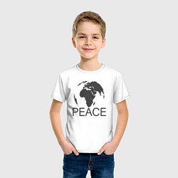 Футболка хлопковая детская Peace the world, цвет: белый — фото 2