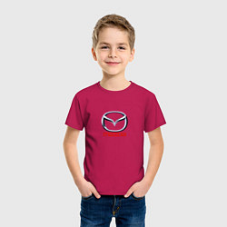 Футболка хлопковая детская Mazda logo, цвет: маджента — фото 2