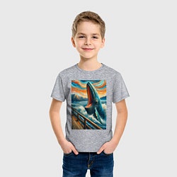 Футболка хлопковая детская Кит кричит - мем нейросеть, цвет: меланж — фото 2