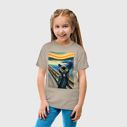 Футболка хлопковая детская Пантера кричит - мем нейросеть, цвет: миндальный — фото 2