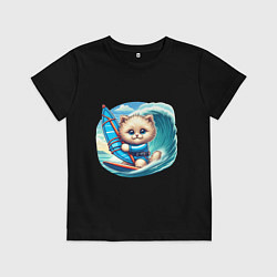 Детская футболка Котик и виндсерфинг