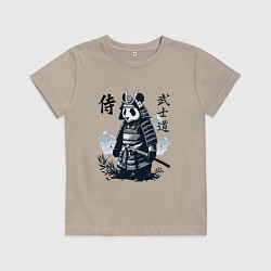 Футболка хлопковая детская Panda samurai - bushido ai art fantasy, цвет: миндальный