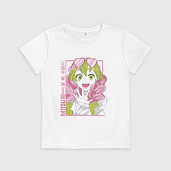 Футболка хлопковая детская Митсури - Demon slayer Mitsuri, цвет: белый