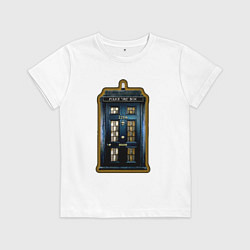Футболка хлопковая детская Tardis Sherlock, цвет: белый