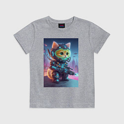 Футболка хлопковая детская Cool kitten - special cyberforces, цвет: меланж