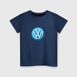 Футболка хлопковая детская Volkswagen logo blue, цвет: тёмно-синий