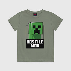 Футболка хлопковая детская Minecraft hostile mob, цвет: авокадо