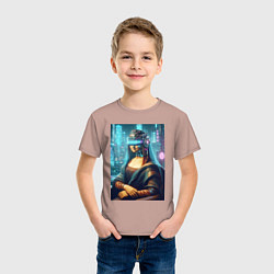 Футболка хлопковая детская Gioconda - cyberpunk ai art fantasy, цвет: пыльно-розовый — фото 2