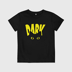 Футболка хлопковая детская Черный кот - светящиеся глаза, цвет: черный