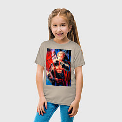 Футболка хлопковая детская Ван-Пис Зоро Ророноа, цвет: миндальный — фото 2