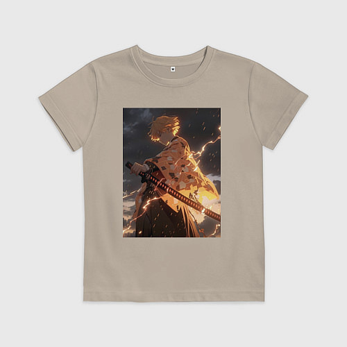 Детская футболка Клинок, рассекающий демонов Дзэнъицу Агацума молни / Миндальный – фото 1