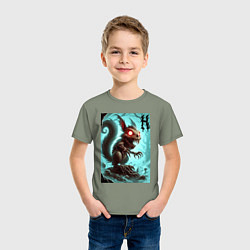 Футболка хлопковая детская Жуткая белка - хэллоуин, цвет: авокадо — фото 2