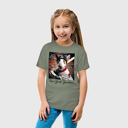 Футболка хлопковая детская Bull terrier - New York yankees baseball team, цвет: авокадо — фото 2