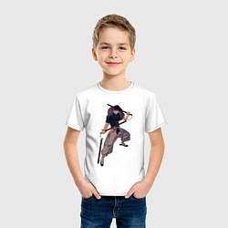 Футболка хлопковая детская Магическая битва Тодзи Фусигуро, цвет: белый — фото 2