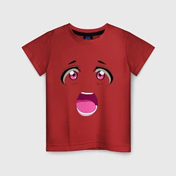 Футболка хлопковая детская Лицо аниме, цвет: красный