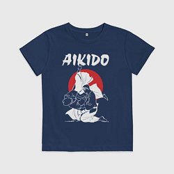 Футболка хлопковая детская Айкидо - боевое искусство, цвет: тёмно-синий