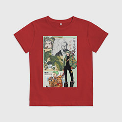 Футболка хлопковая детская Ван-Пис Зоро Ророноа коллаж сильнейший мечник, цвет: красный