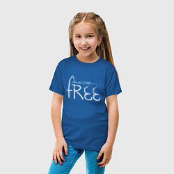 Футболка хлопковая детская Надпись free с буквой, стилизованной под кран, цвет: синий — фото 2