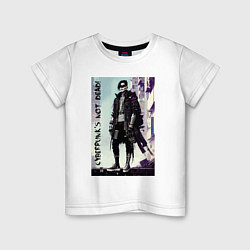Футболка хлопковая детская Cyberpunks not dead - motto ai art, цвет: белый