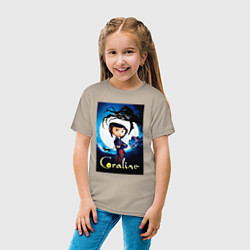 Футболка хлопковая детская Coraline Jones and cat, цвет: миндальный — фото 2