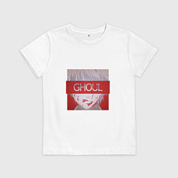 Футболка хлопковая детская Канеки гуль, цвет: белый