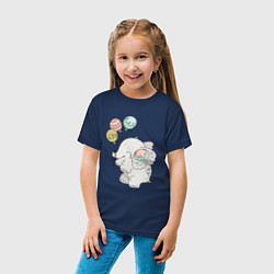 Футболка хлопковая детская Слоник на шариках, цвет: тёмно-синий — фото 2