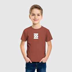 Футболка хлопковая детская Zenless Zone Zero logotype, цвет: кирпичный — фото 2