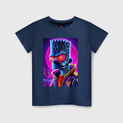 Футболка хлопковая детская Cool Bart Simpson - neon glow, цвет: тёмно-синий