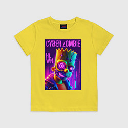 Футболка хлопковая детская Bart Simpson cyber zombie - halloween ai art, цвет: желтый
