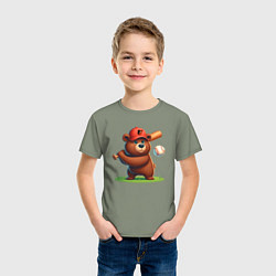 Футболка хлопковая детская Bear cub batter Baltimore Orioles - ai art, цвет: авокадо — фото 2