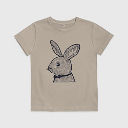 Футболка хлопковая детская Зайчик в бабочке, цвет: миндальный