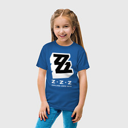 Футболка хлопковая детская Zenless zone zero лого, цвет: синий — фото 2