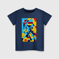 Футболка хлопковая детская Владимир Ленин - кубизм, цвет: тёмно-синий
