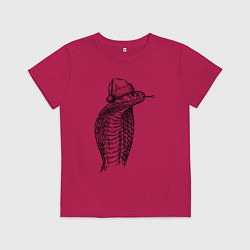 Футболка хлопковая детская Кобра новогодняя, цвет: маджента