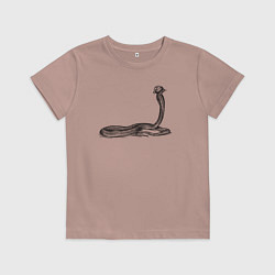 Футболка хлопковая детская Кобра в новогодней шапке, цвет: пыльно-розовый