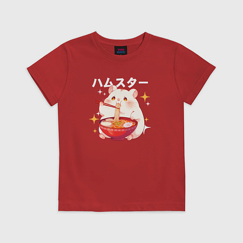 Детская футболка A hamster eats noodles / Красный – фото 1
