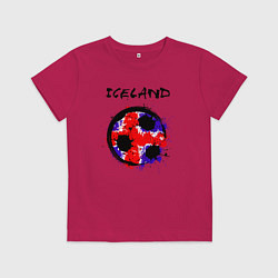 Футболка хлопковая детская Сборная Исландии, цвет: маджента
