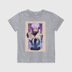 Футболка хлопковая детская Магическая битва Сатору Годзё расширение территори, цвет: меланж
