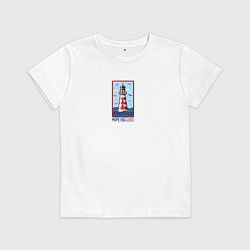 Футболка хлопковая детская Маяк среди волн, цвет: белый