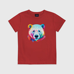 Футболка хлопковая детская Яркий портрет белого медведя, цвет: красный