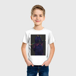 Футболка хлопковая детская Аниме девушка в маске с мечом, цвет: белый — фото 2