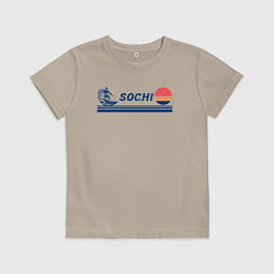 Футболка хлопковая детская Серфинг в Сочи, цвет: миндальный
