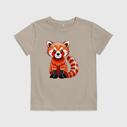 Футболка хлопковая детская Красная панда с роскошным хвостом, цвет: миндальный