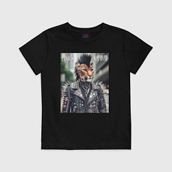 Детская футболка Леопард панк музыкант - нейросеть