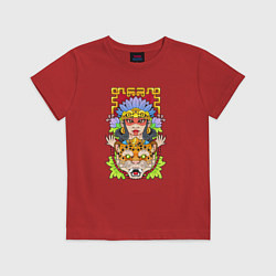Футболка хлопковая детская Принцесса ягуар, цвет: красный